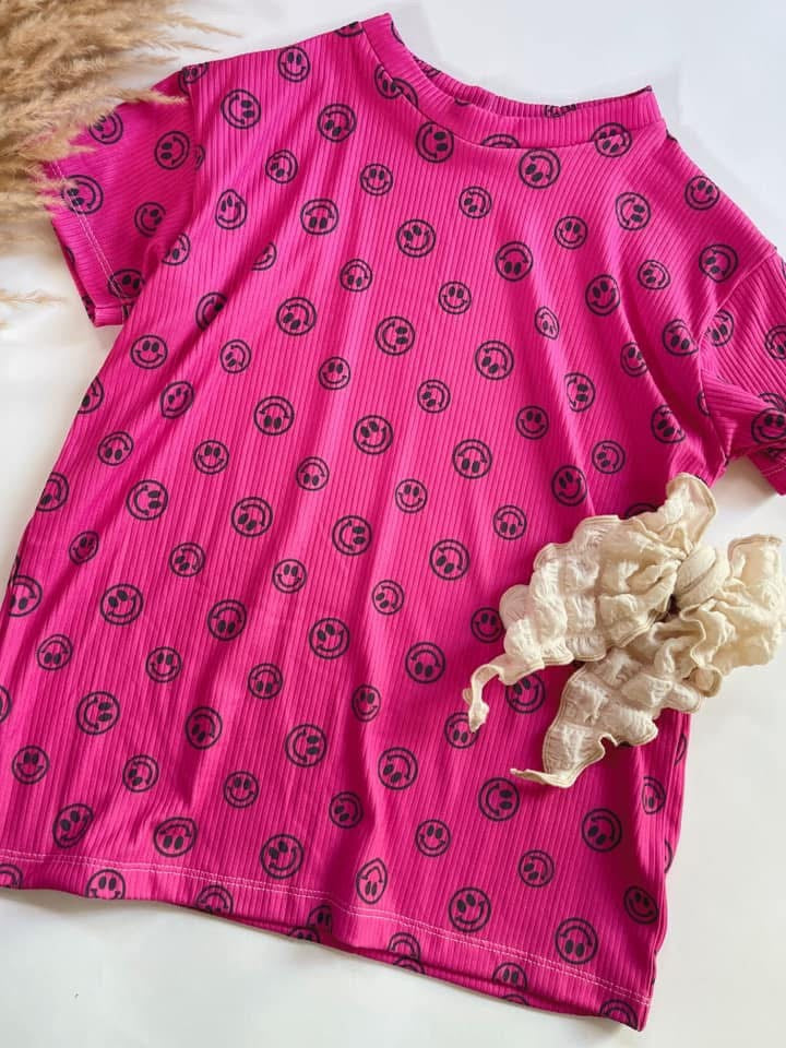 PINK SMILES T-SHIRT DRESS