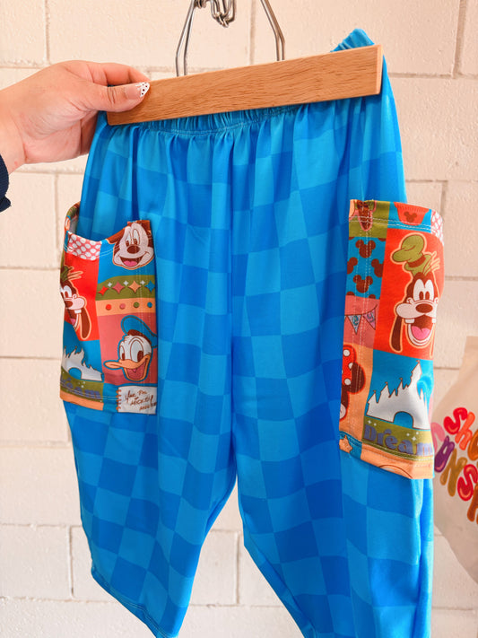 BLUE CHECKER BARRELS WITH MICKEY POCKETS