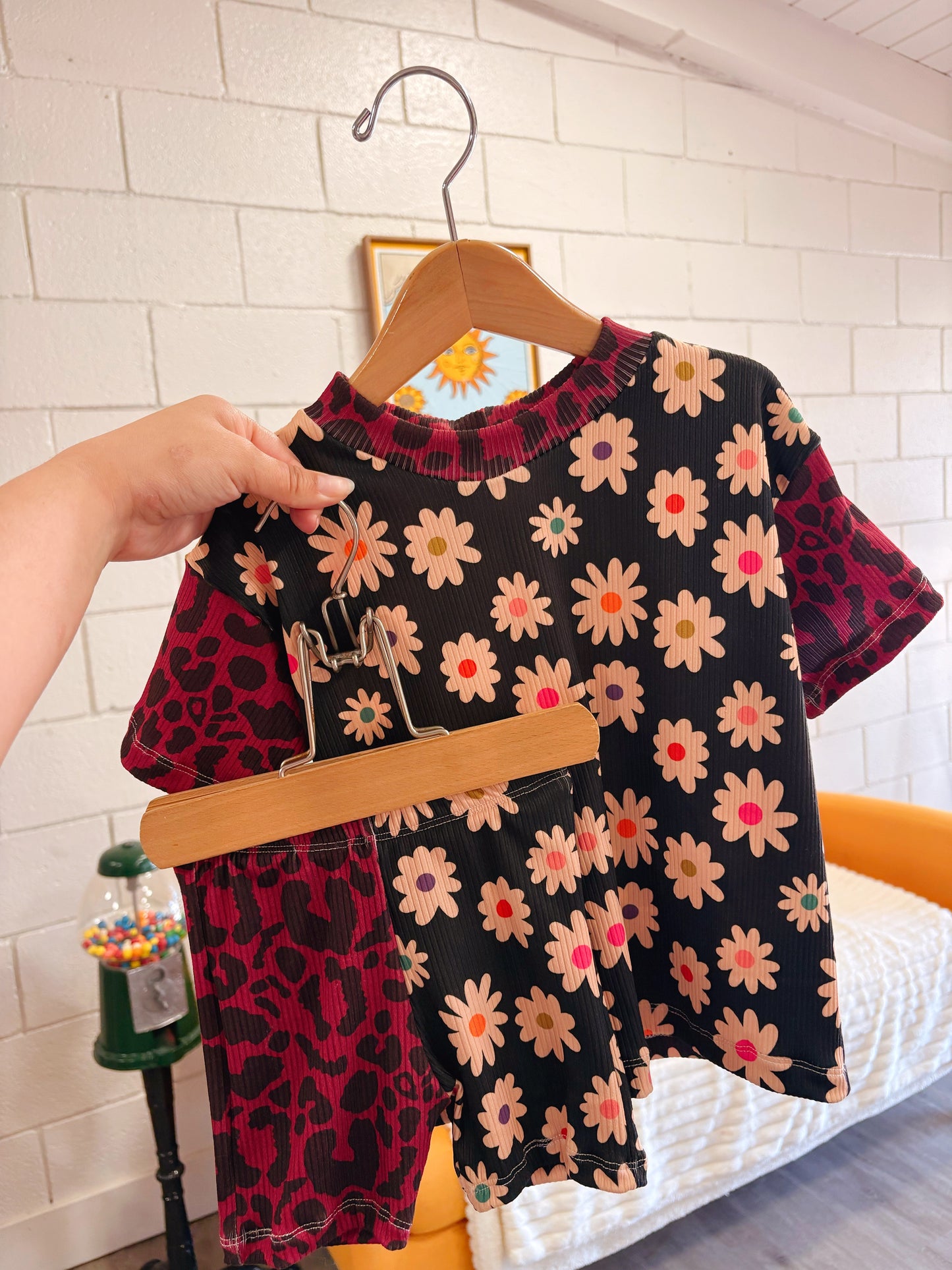 BLACK FLORAL + LEOPARD COLORBLOCK SET