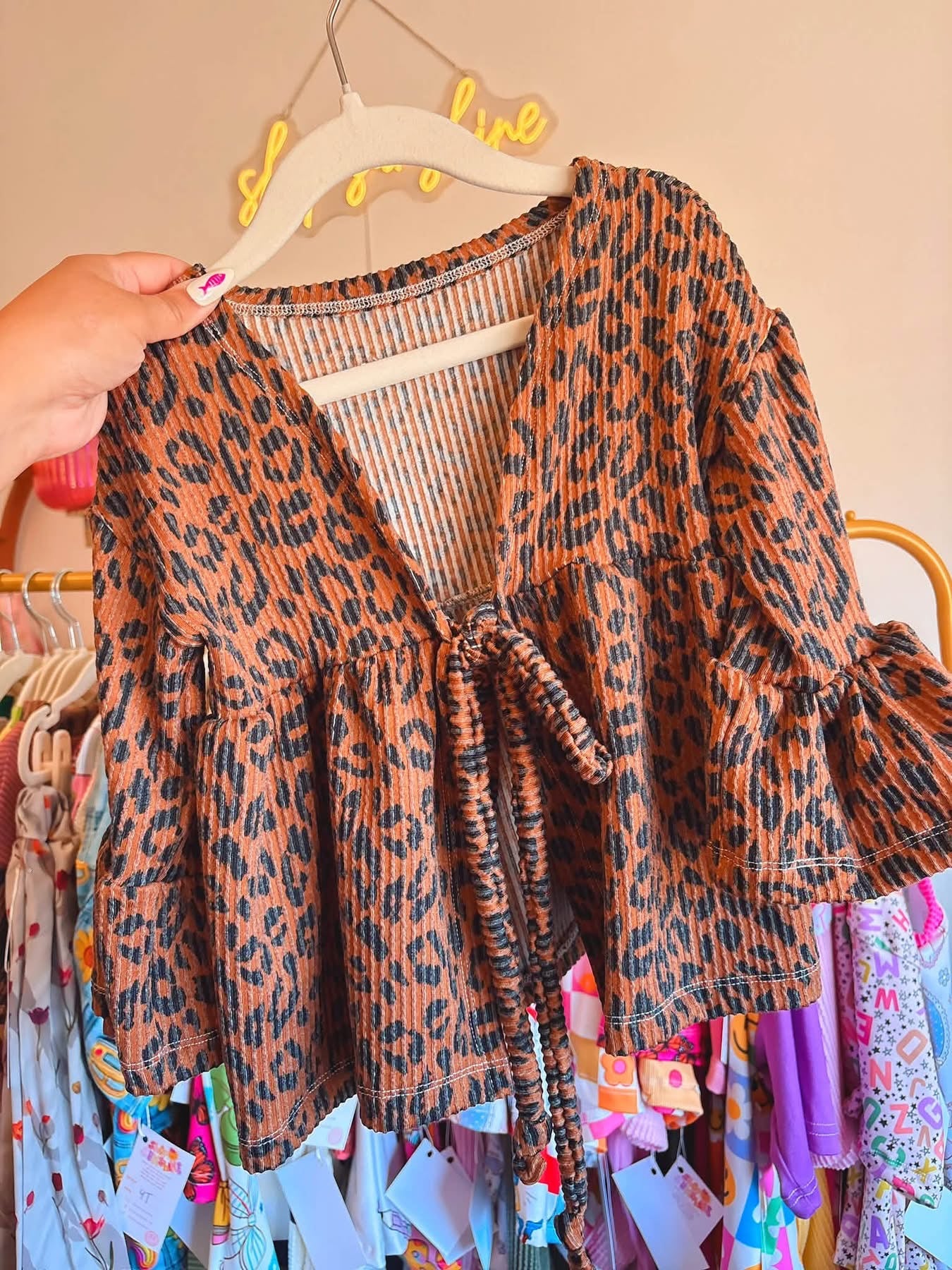 CHEETAH GIRL RUFFLE CARDIGAN