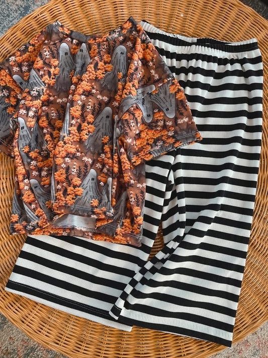 FLORAL GHOSTIE BOXY + STRIPE PALAZZOS