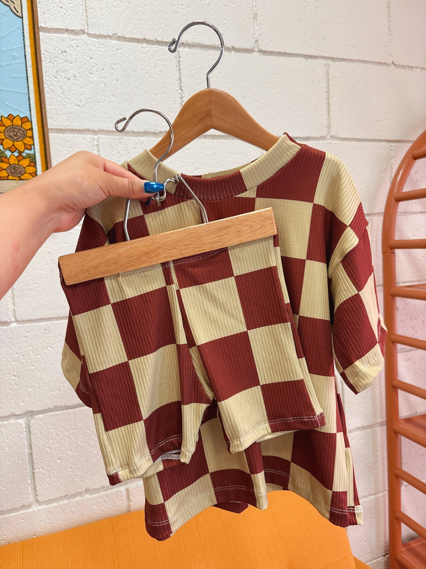 OVERSIZED CHECKER BROWN & SAGE: boxy + bikers