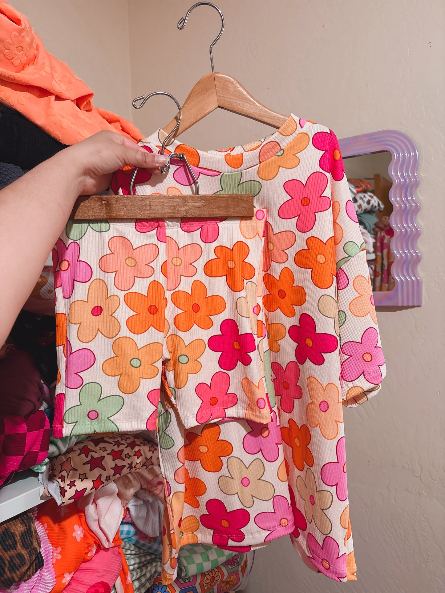 DOODLE FLORAL BOXY + BIKERS SET